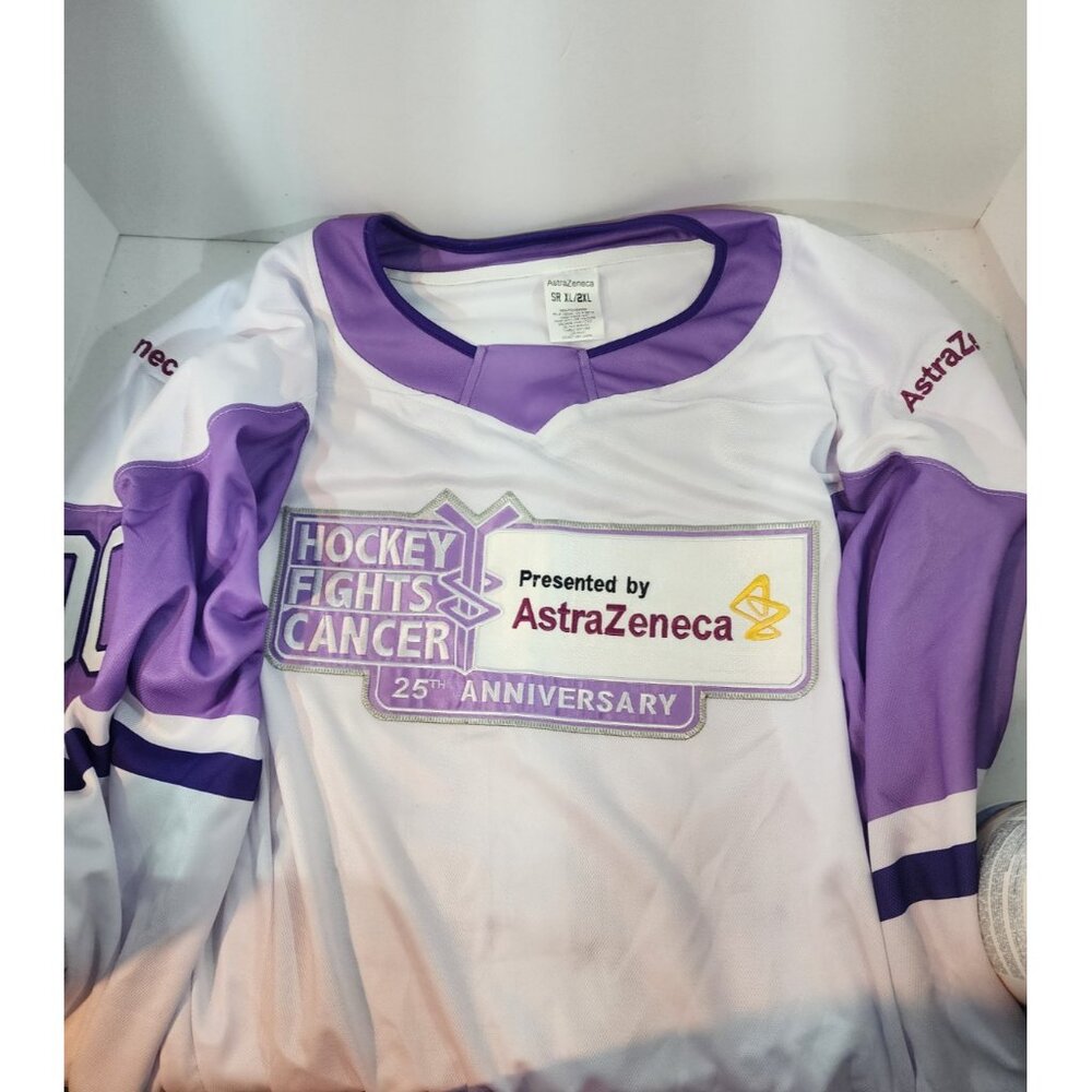 AstraZeneca Hockey Jersey McEvoy Size SR XL /2XL Fights Cancer 25th Anniversary
